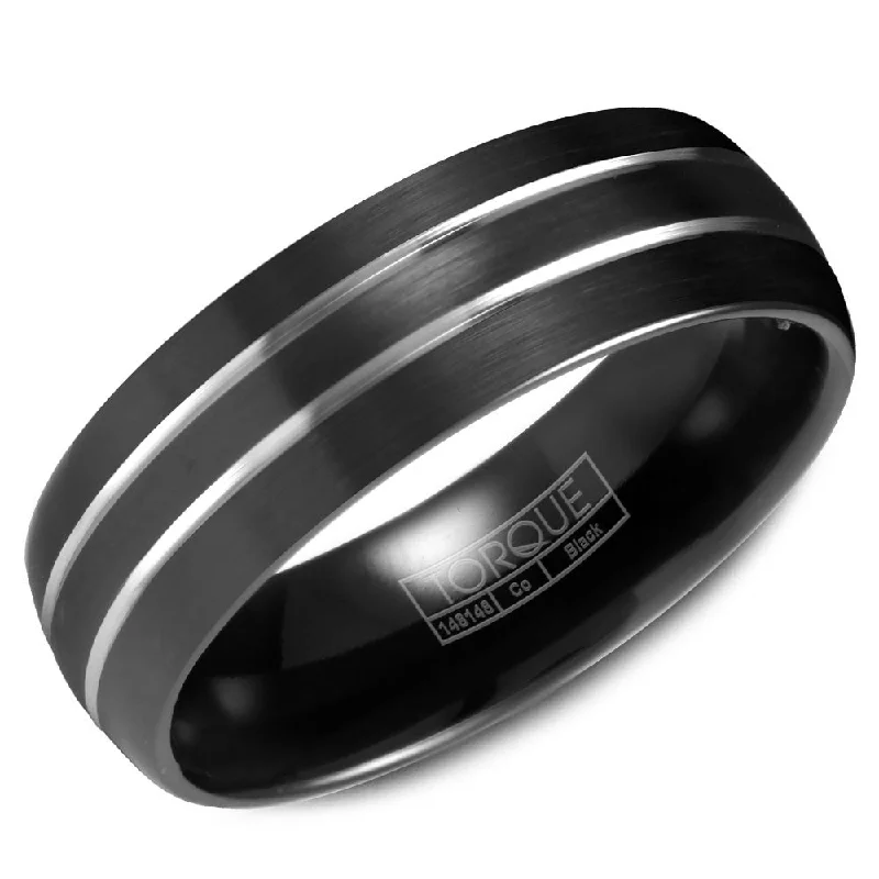 Jewelry Sale – Exclusive Styles At Lower Prices Torque Black Cobalt Collection 7MM Wedding Band with White Line Detailing CBB-7037