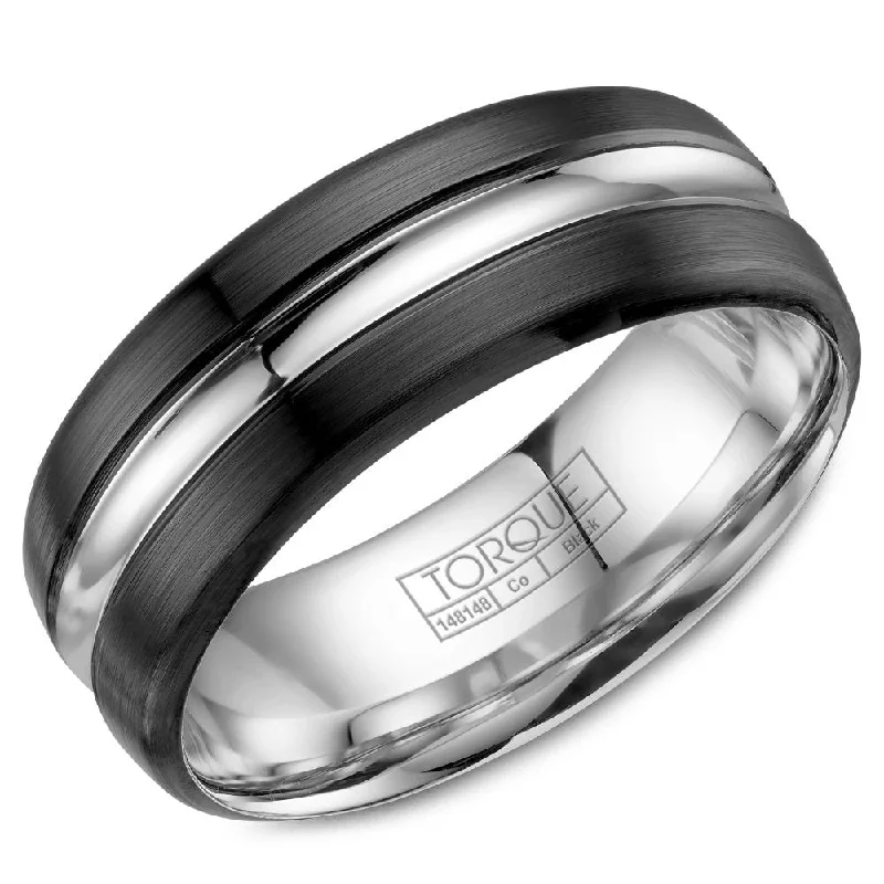 Unique Jewelry For Less – Shop The Sale Now Torque Black Cobalt Collection 8MM Wedding Band with High Polish Inlay CBB-8002