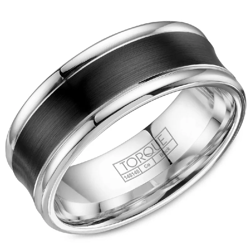 Your Dream Jewelry At Dream Prices Torque Black Cobalt Collection 8MM Wedding Band with White Polished Edges CBB-8000