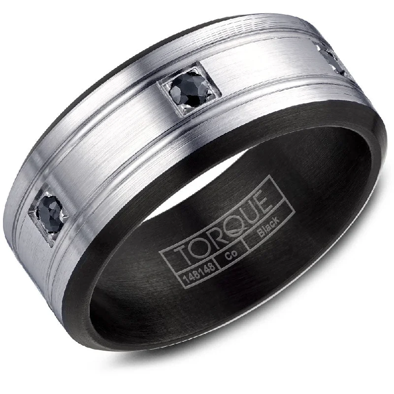 Must-Have Jewelry Pieces At Reduced Prices Torque Black Cobalt Collection 9MM Wedding Band with 6 Black Sapphires CBB-2182BS