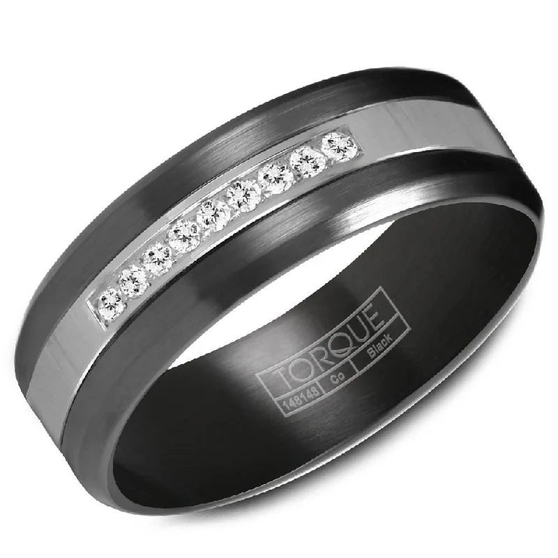 Grab Stylish Jewelry Before The Sale Ends Torque Black Cobalt Collection 7MM Wedding Band with 9 Diamonds CBB-2131