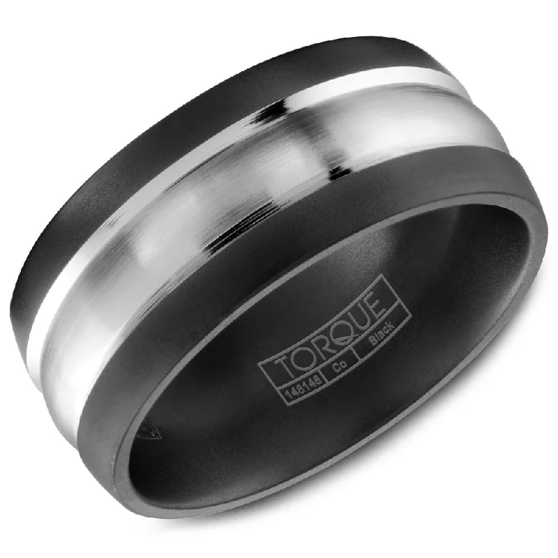 Don't Miss Out On Jaw-Dropping Jewelry Discounts Torque Black Cobalt Collection 9MM Wedding Band with Brushed White Center CBB-0007