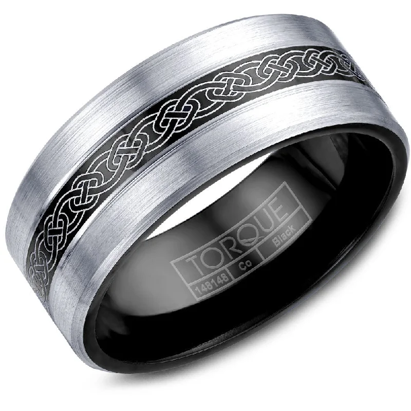 The Ultimate Jewelry Sale – Shop Premium Styles Torque Black Cobalt Collection 9MM Wedding Band with Engraved Design CBB-0028-03