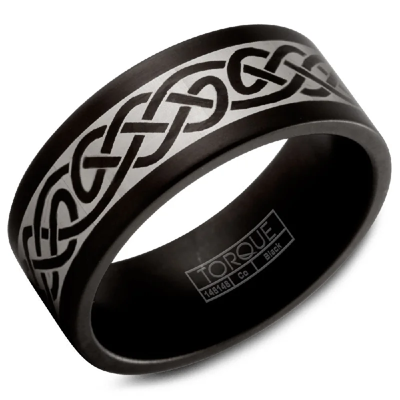 Glamorous Jewelry, Glamorous Deals – Shop Now Torque Black Cobalt Collection 9MM Wedding Band with Engraved Design CBB-9000-53