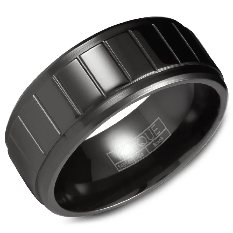 Jewelry Deals That Outshine The Rest Torque Black Cobalt Collection 9MM Wedding Band with Line Detailing CBB-2025