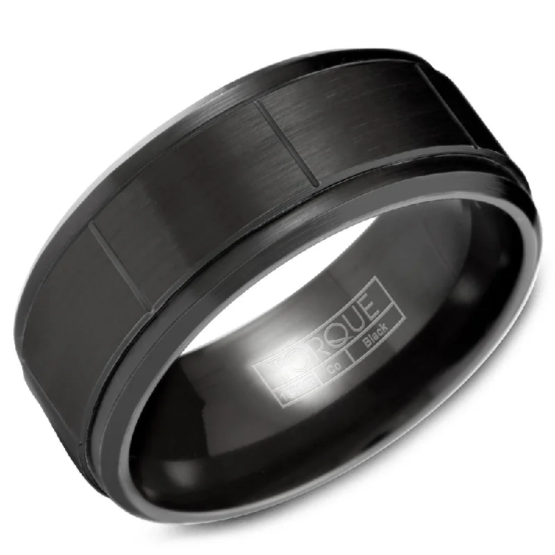 Don't Miss These Dazzling Jewelry Discounts Torque Black Cobalt Collection 9MM Wedding Band with Line Detailing CBB-2026