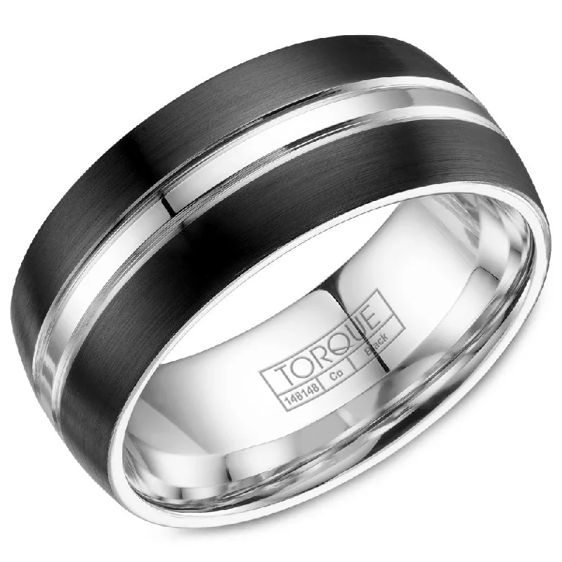 Luxury Jewelry Without The Luxury Price Tag Torque Black Cobalt Collection 9MM Wedding Band with Polished Inlay CBB-9005