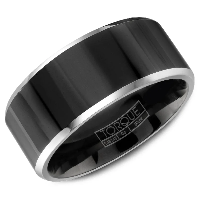 Affordable Elegance – Special Jewelry Sale Now Live Torque Black Cobalt Collection 9MM Wedding Band with White Beveled Edge CBB-0004