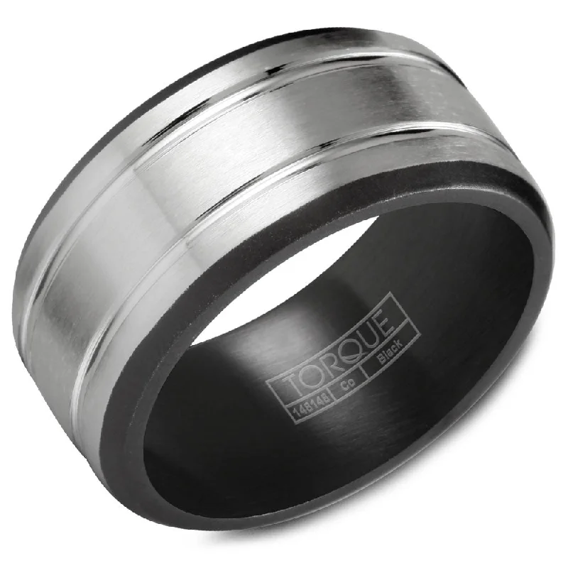 Exclusive Online Jewelry Sale – Don't Wait Torque Black Cobalt Collection 9MM Wedding Band with White Cobalt Edges CBB-7011