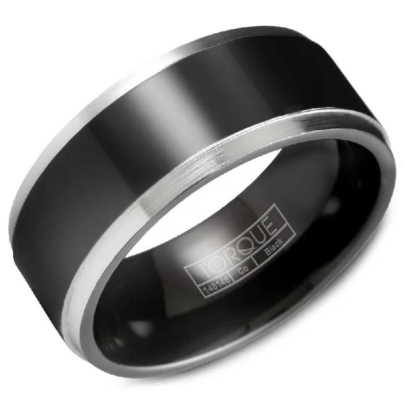 Upgrade Your Jewelry Collection For Less Torque Black Cobalt Collection 9MM Wedding Band with White Edges CBB-2030