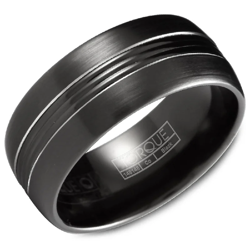 Limited-Time Jewelry Discounts – Shine Without The Splurge Torque Black Cobalt Collection 9MM Wedding Band with White Line Detailing CBB-2029