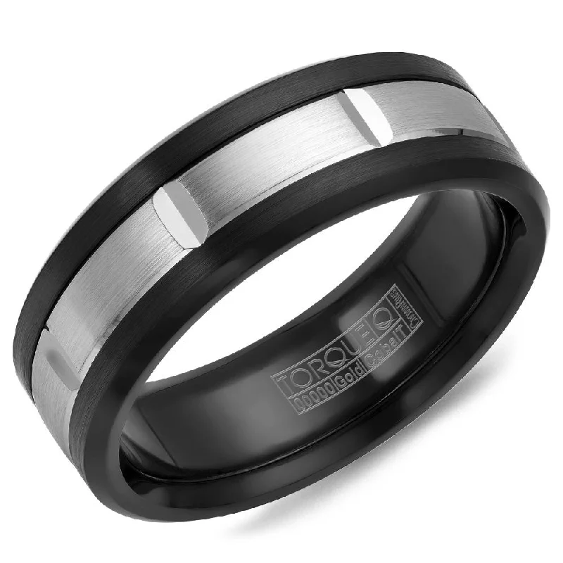 Stunning Jewelry At A Fraction Of The Price Torque Black Cobalt & Gold Collection 7.5MM Wedding Band with 14K White Gold Center CB002MW75