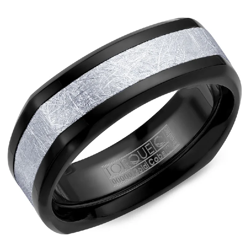 Elegant Jewelry Pieces At Unbelievable Prices Torque Black Cobalt & Gold Collection 7.5MM Wedding Band with 14K White Gold Center CB084MW75