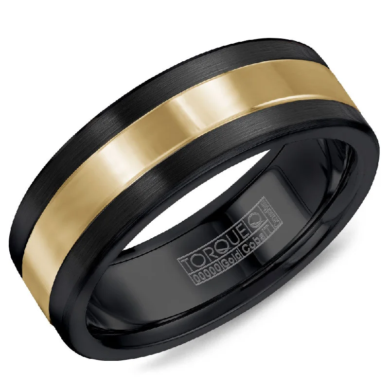 Shop Fine Jewelry With Exclusive Savings Torque Black Cobalt & Gold Collection 7.5MM Wedding Band with 14K Yellow Gold Center CB082MY75