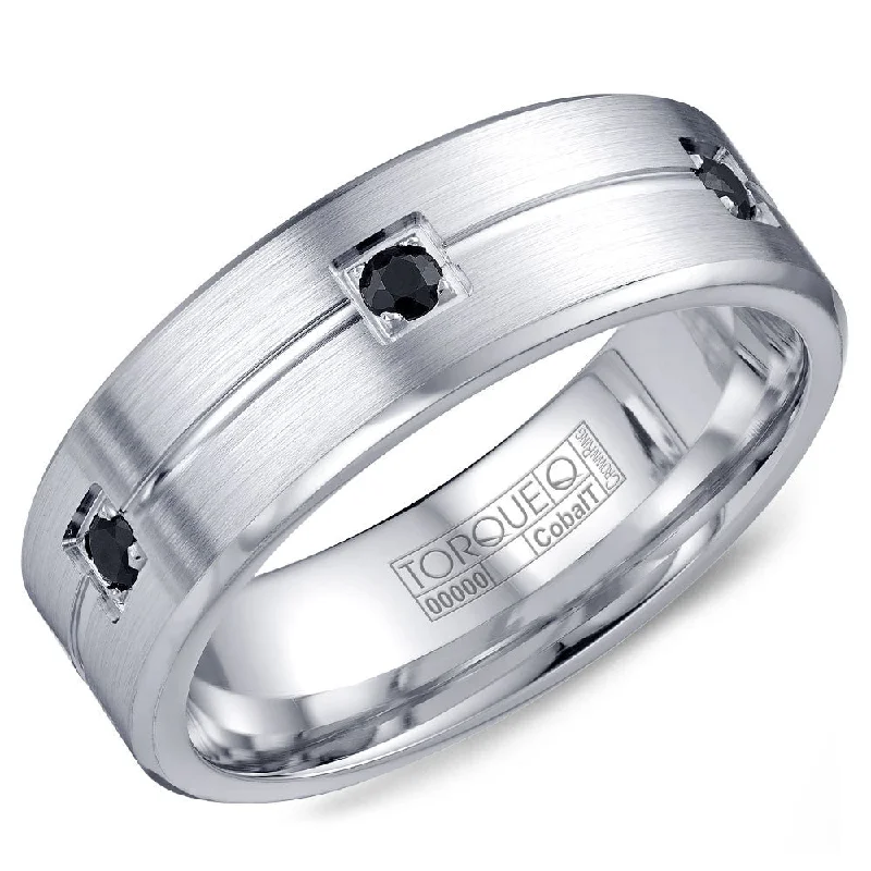 Grab Your Favorite Jewelry At The Lowest Prices Torque Cobalt Collection 7MM Wedding Band with 6 Black Sapphires CB-2195