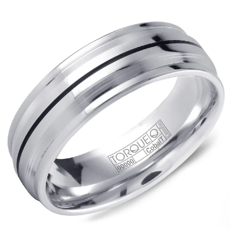 Trending Jewelry Styles Now At Limited-Time Discounts Torque Cobalt Collection 7MM Wedding Band with Black Cobalt Line CB-7125