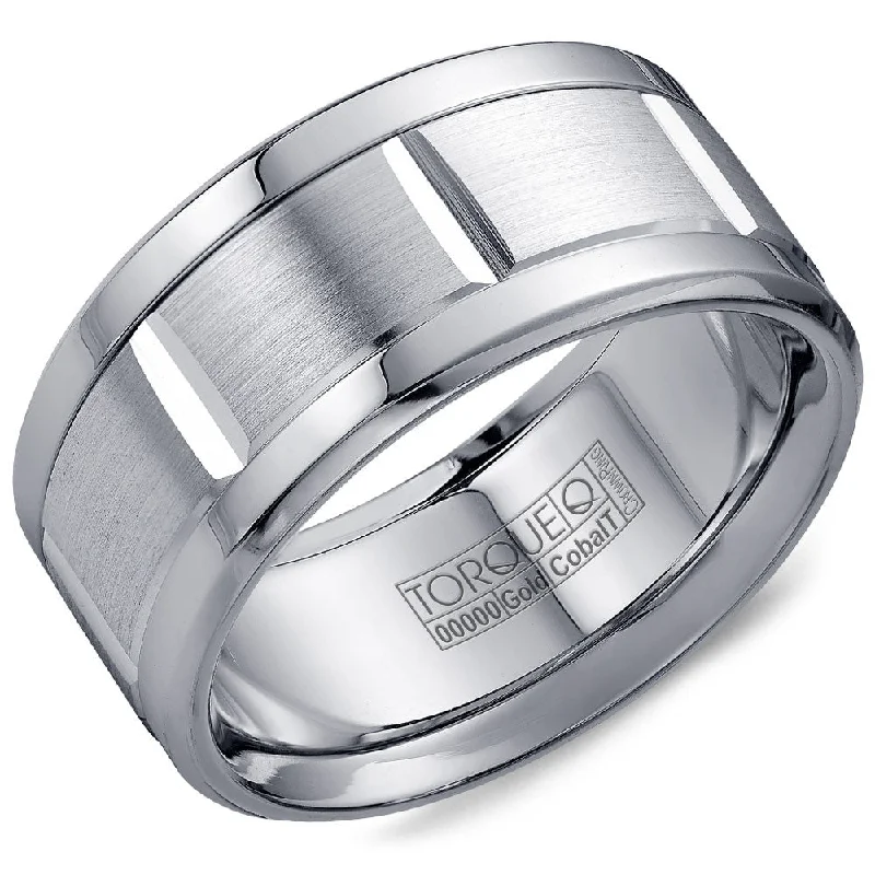 Shop Handcrafted Jewelry At Special Promotional Rates Torque Cobalt & Gold Collection 10.5MM Wedding Band with White Gold Center CW010MW105