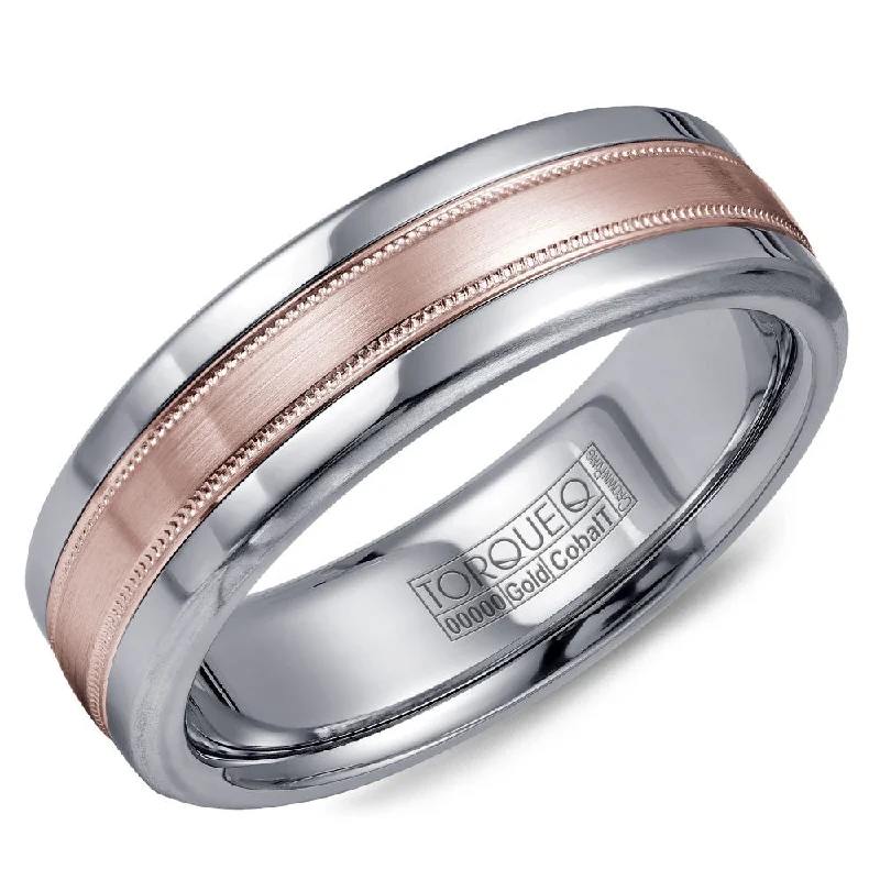 Limited-Stock Jewelry Sale – Shop Before It's Gone Torque Cobalt & Gold Collection 6MM Wedding Band with Rose Gold Center CW020MR6