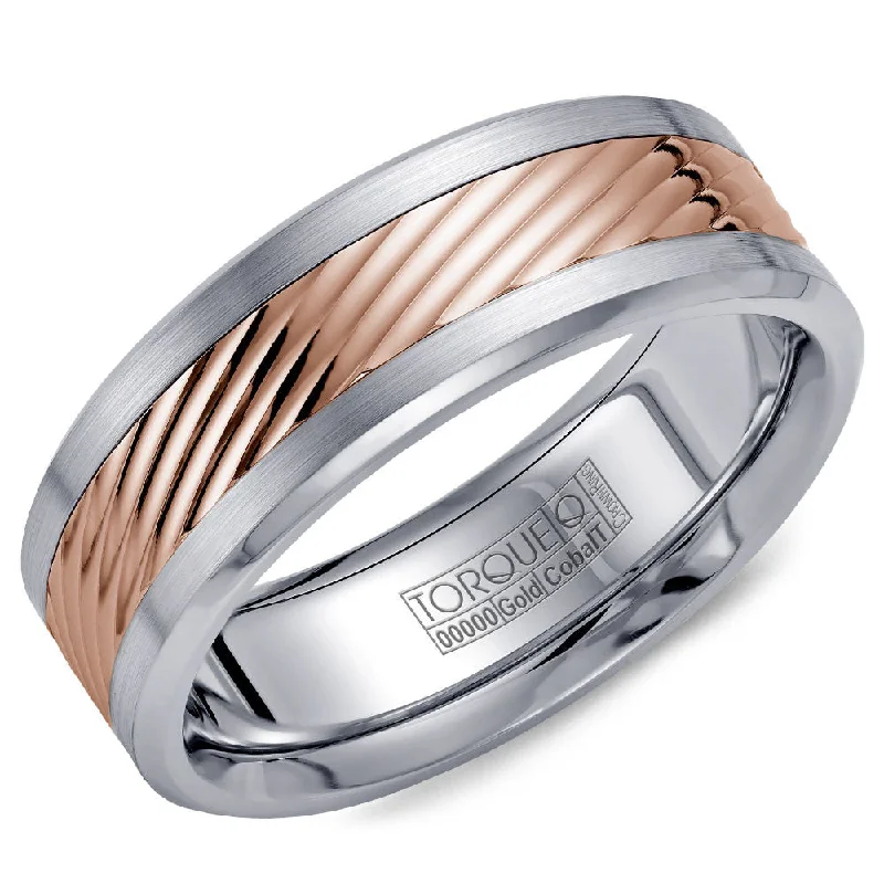 Stunning Jewelry Pieces At The Lowest Prices Ever Torque Cobalt & Gold Collection 7.5MM Wedding Band with Rose Gold Center CW015MR75