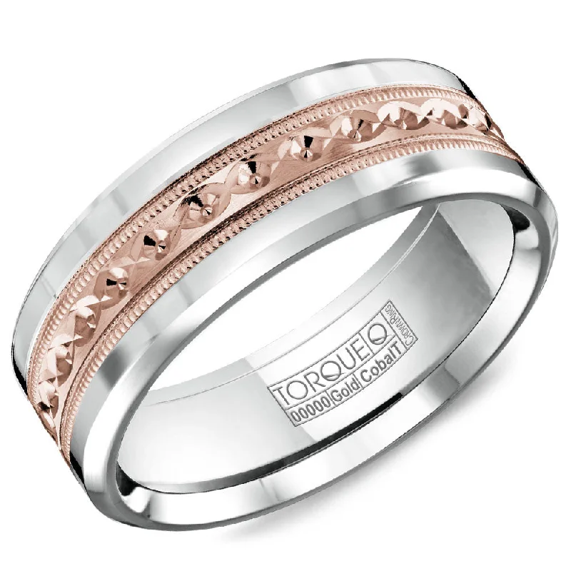 Elegant Necklaces And Bracelets At Limited-Time Offers Torque Cobalt & Gold Collection 7.5MM Wedding Band with Rose Gold Center CW016MR75