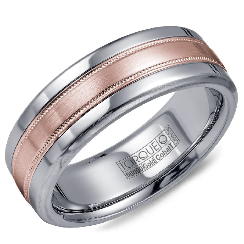 Everyday Jewelry Essentials Now On Sale Torque Cobalt & Gold Collection 7.5MM Wedding Band with Rose Gold Center CW020MR75