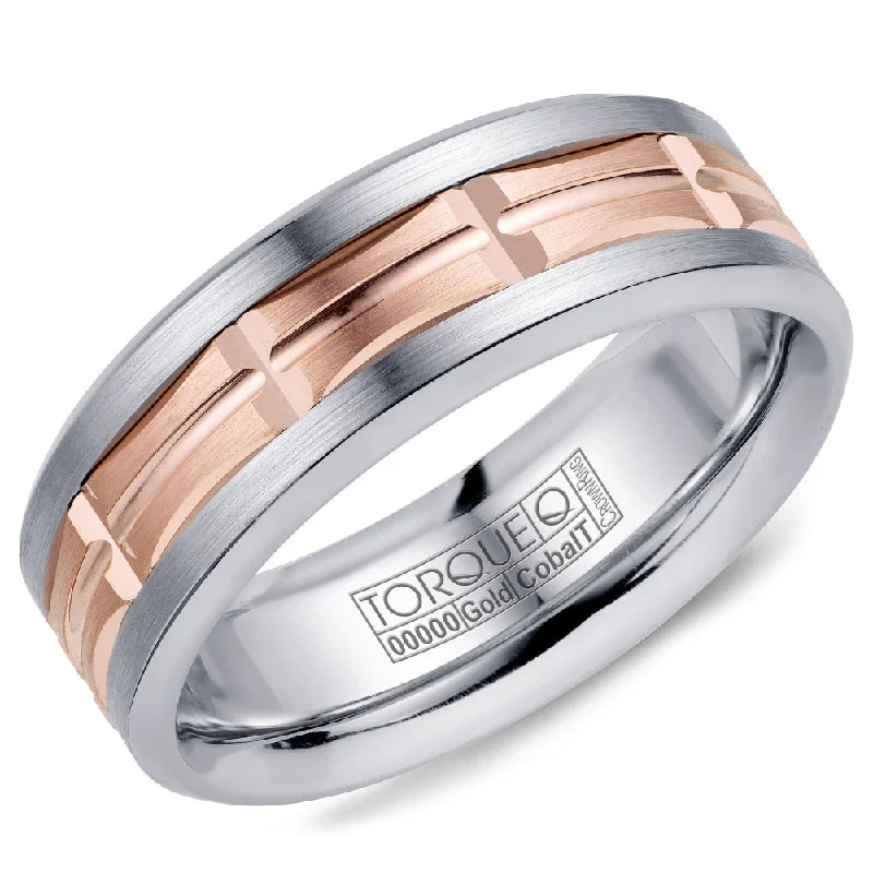 Celebrate Every Occasion With Sparkling Savings Torque Cobalt & Gold Collection 7.5MM Wedding Band with Rose Gold Center CW100MR75