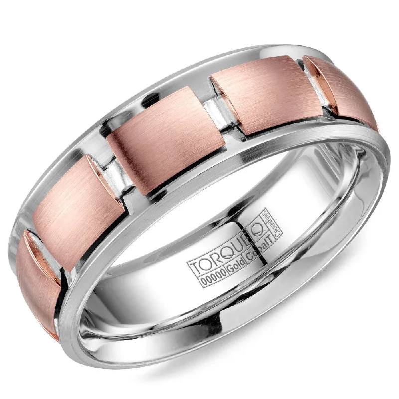 Timeless Jewelry Styles At Wallet-Friendly Prices Torque Cobalt & Gold Collection 7.5MM Wedding Band with Rose Gold Center CW116MR75