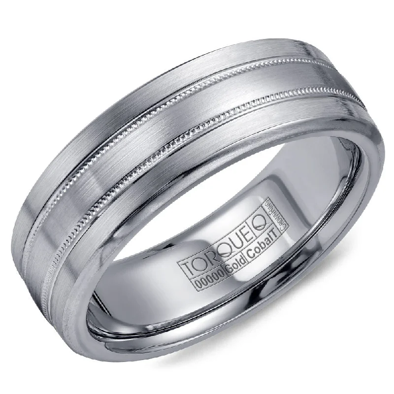 Get The Sparkle You Love At Prices You Adore Torque Cobalt & Gold Collection 7.5MM Wedding Band with White Gold Center CW022MW75