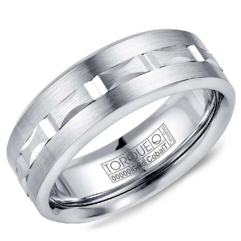 Elevate Your Jewelry Collection With Limited-Time Savings Torque Cobalt & Gold Collection 7.5MM Wedding Band with White Gold Center CW104MW75