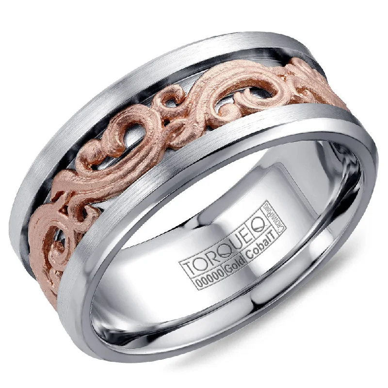 Flash Sale On Exquisite Jewelry – Don't Miss Out Torque Cobalt & Gold Collection 9MM Wedding Band with Rose Gold Center CW081MR9