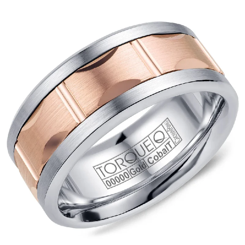 Exclusive Jewelry Bundles At Discounted Prices Torque Cobalt & Gold Collection 9MM Wedding Band with Rose Gold Center CW103MR9