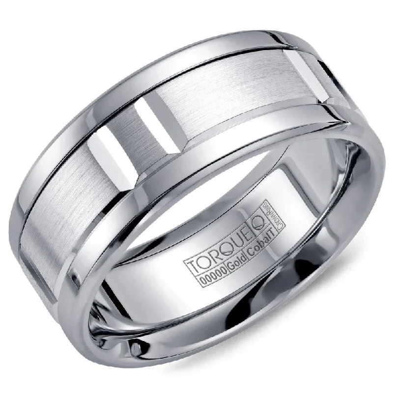 Trending Jewelry Now Available At Exclusive Prices Torque Cobalt & Gold Collection 9MM Wedding Band with White Gold Center CW011MW9