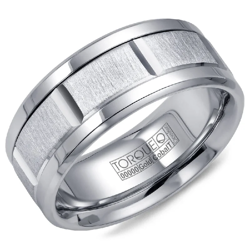 Personalized Jewelry Sale – Unique Pieces At Great Prices Torque Cobalt & Gold Collection 9MM Wedding Band with White Gold Center CW043MW9