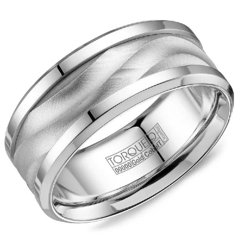 Exclusive Jewelry Offers – Shine For Less Torque Cobalt & Gold Collection 9MM Wedding Band with White Gold Center CW113MW9