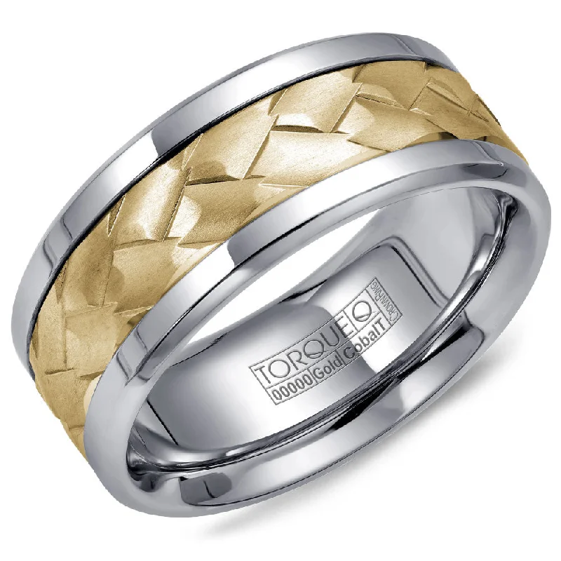 Bestselling Jewelry At Special Promotional Rates Torque Cobalt & Gold Collection 9MM Wedding Band with Yellow Gold Center CW006MY9