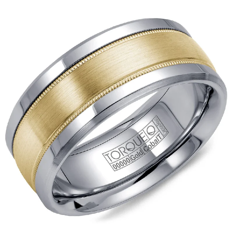 Personalized Jewelry Sale – Meaningful Gifts At Great Prices Torque Cobalt & Gold Collection 9MM Wedding Band with Yellow Gold Center CW036MY9