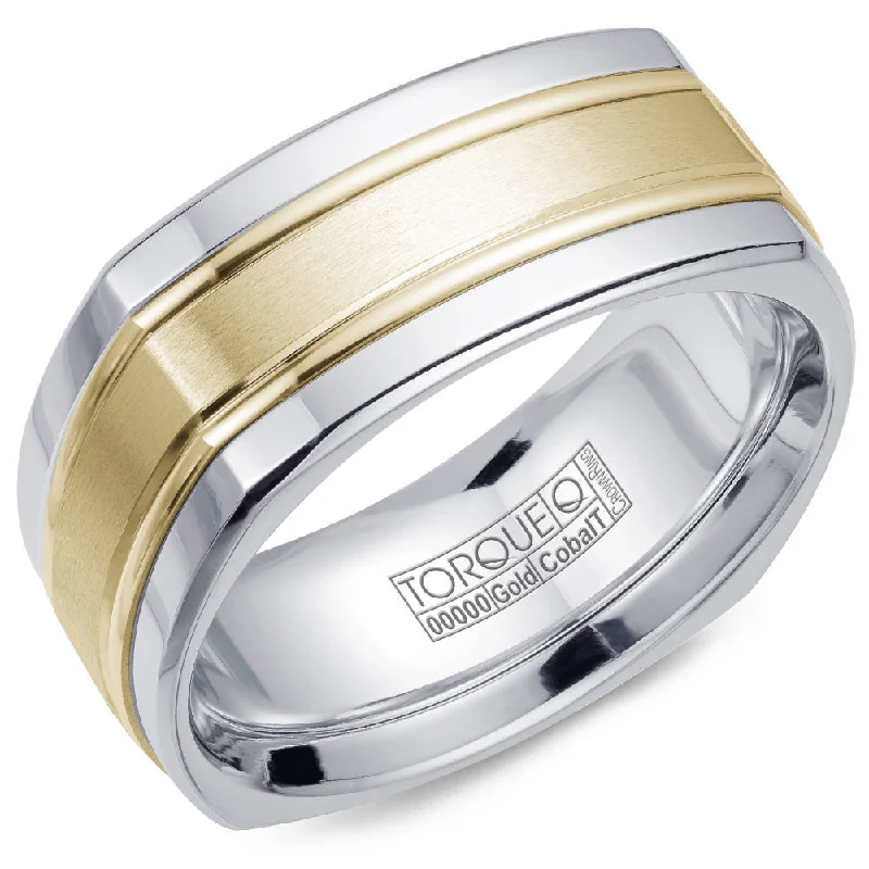 Shop Stylish Jewelry Now And Save Big Torque Cobalt & Gold Collection 9MM Wedding Band with Yellow Gold Center CW057MY9