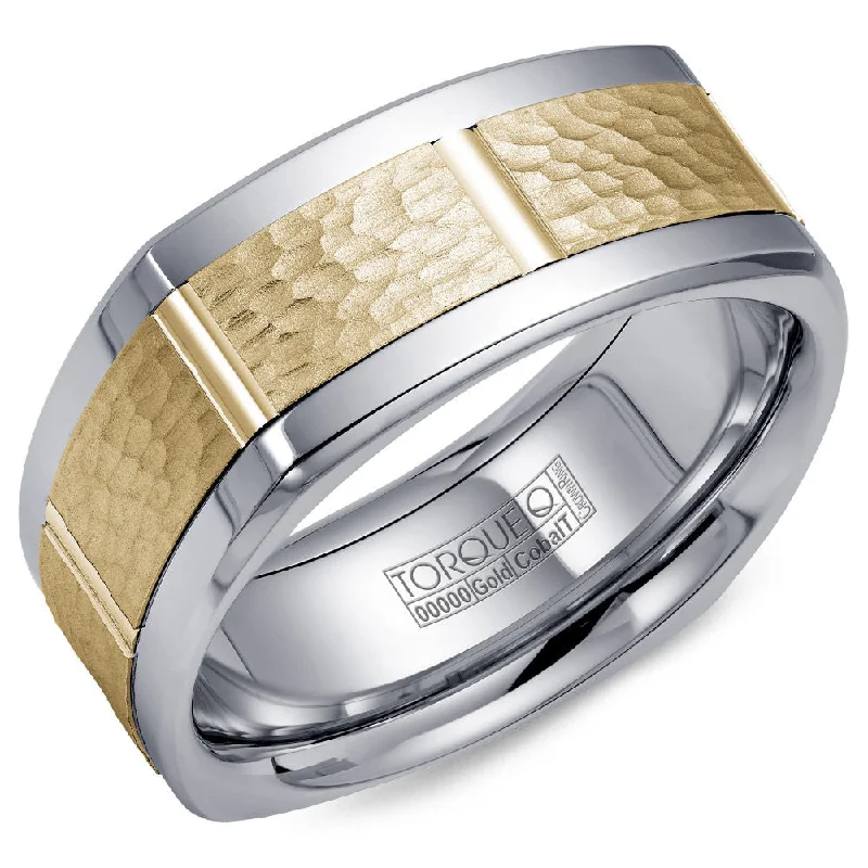 Exclusive Jewelry Sale – Shine For Less Torque Cobalt & Gold Collection 9MM Wedding Band with Yellow Gold Center CW058MY9