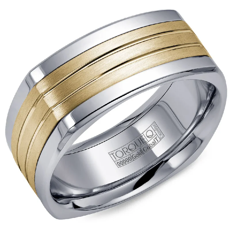 Limited-Time Offer On Elegant Jewelry Pieces Torque Cobalt & Gold Collection 9MM Wedding Band with Yellow Gold Center CW061MY9