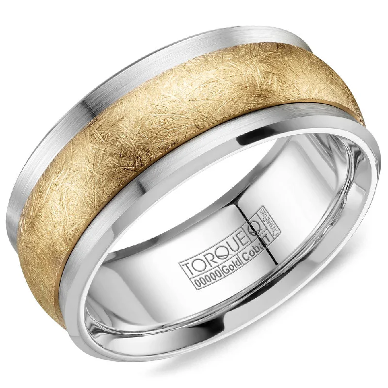 Premium Jewelry Now Available At Special Discounts Torque Cobalt & Gold Collection 9MM Wedding Band with Yellow Gold Center CW115MY9