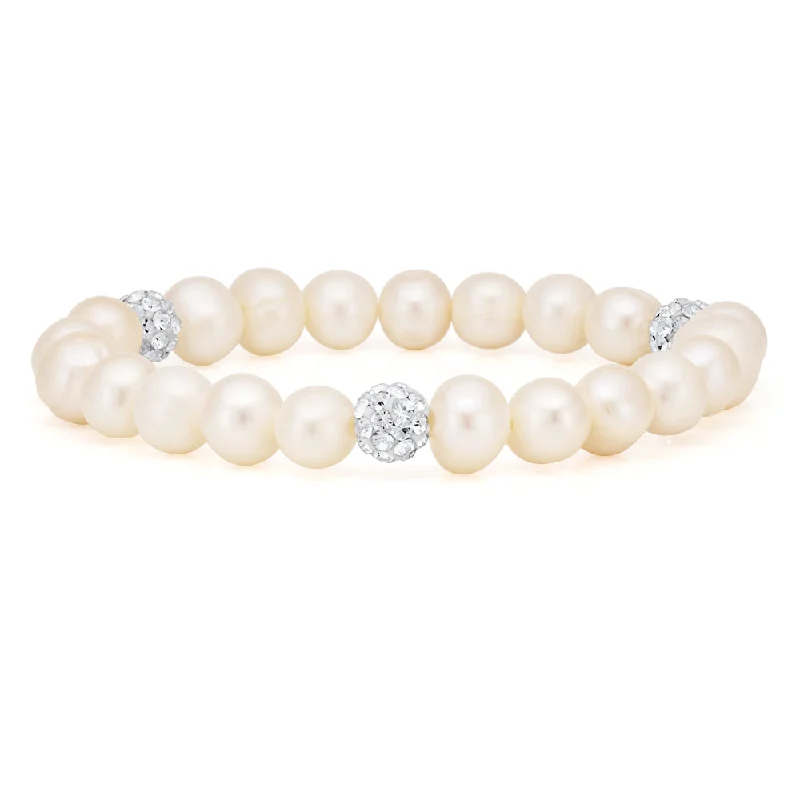 The Perfect Accessory For Less – Jewelry Sale Live White 7.5-8mm Freshwater Pearl and Crystal Bracelet